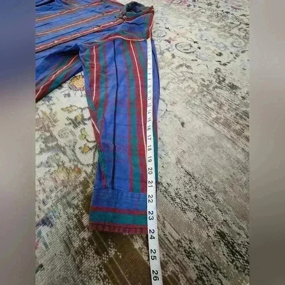 OshKosh B'gosh Vintage 90s Men's Blue Plaid Button Shirt, size Large - Picture 6 of 9